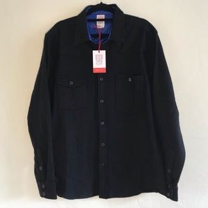 TOPO Black Flannel Mountain Shirt Blue Satin